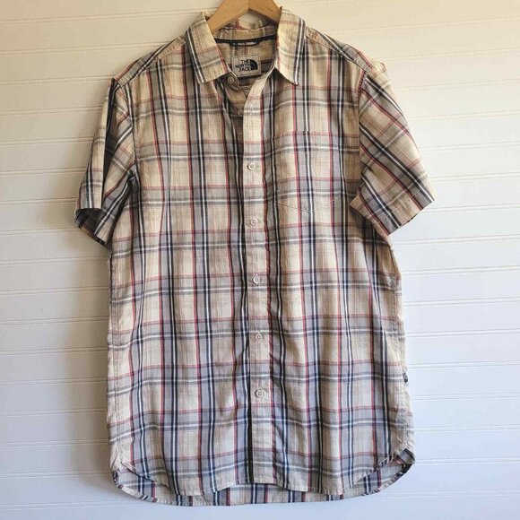 The North Face Shirt Mens Medium Plaid Short Sleeve Cotton Blend - Picture 1 of 10